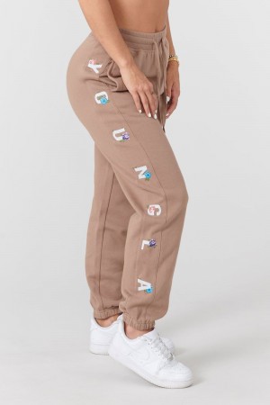 YoungLA W203 Winter Bloom Joggers Light Brown | SH9081-625