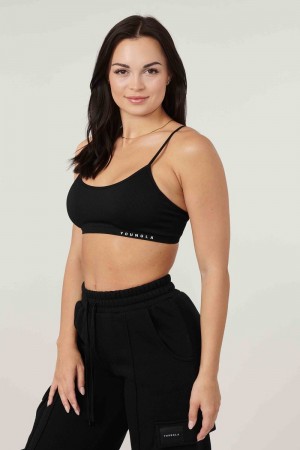 YoungLA W316 Ribbed Sports Bra Black | NO7268-349