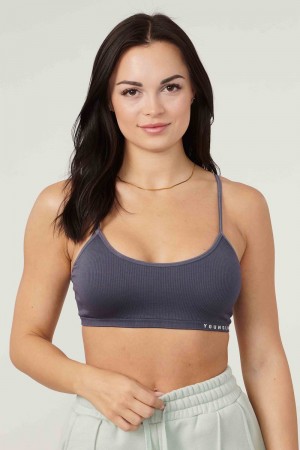 YoungLA W316 Ribbed Sports Bra Coal | OX8215-346