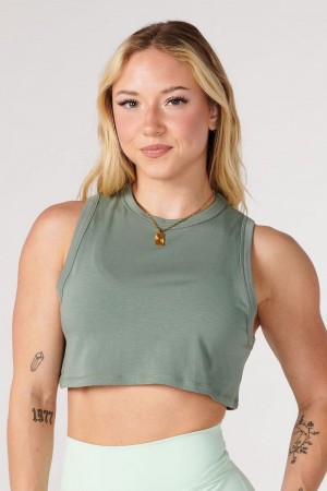 YoungLA W321 Cloud Modal Tank Sage Green | RX7926-140