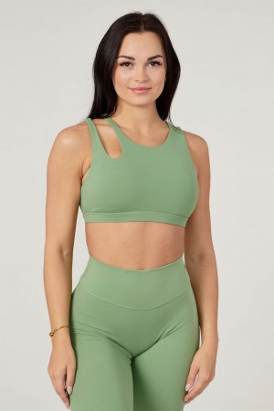 YoungLA W323 , Powerpuff Sports Bra Brushed Green | SZ1063-497