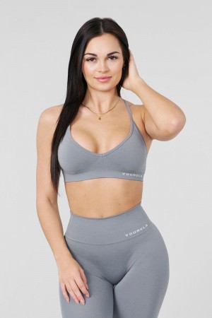 YoungLA W327 , Core Seamless Sports Bra Stone Grey | VC6850-479