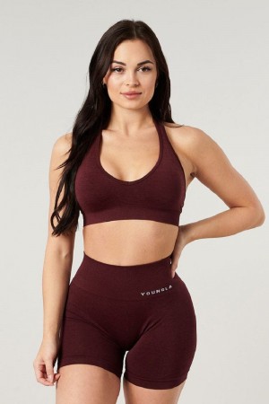 YoungLA W328 , Core Seamless Halter sports bra Burgundy Silk | LP1253-478