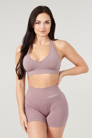 YoungLA W328 , Core Seamless Halter sports bra Crushed Mauve | IM3867-491