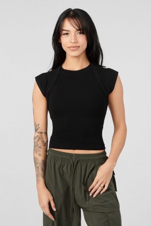 YoungLA W414 Luxe Ribbed Shirt Black | QU0257-134