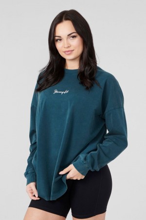 YoungLA W416 Retro Long Sleeve Teal Wash | DN5486-172