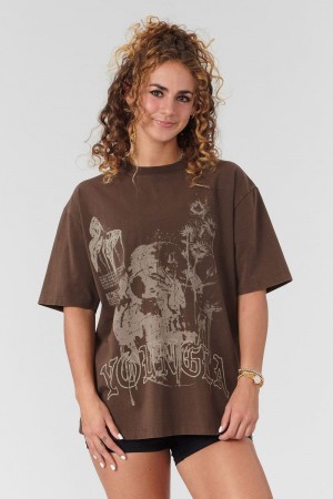 YoungLA W427 Phantom Oversized Shirt Brown Wash | PK9243-576