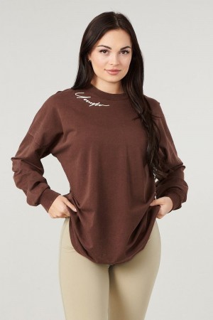 YoungLA W432 , Emblem Long Sleeve Shirt Brown | GD2103-759