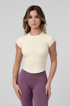 YoungLA W439 , Compression Cap Sleeve Shirt Off-White | BM8729-365