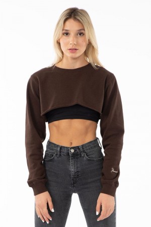 YoungLA W501 Super Crop Sweater Brown | EL0753-641