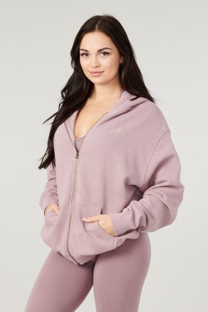 YoungLA W519 , Emblem zip up hoodie Crushed Mauve | TO2178-635