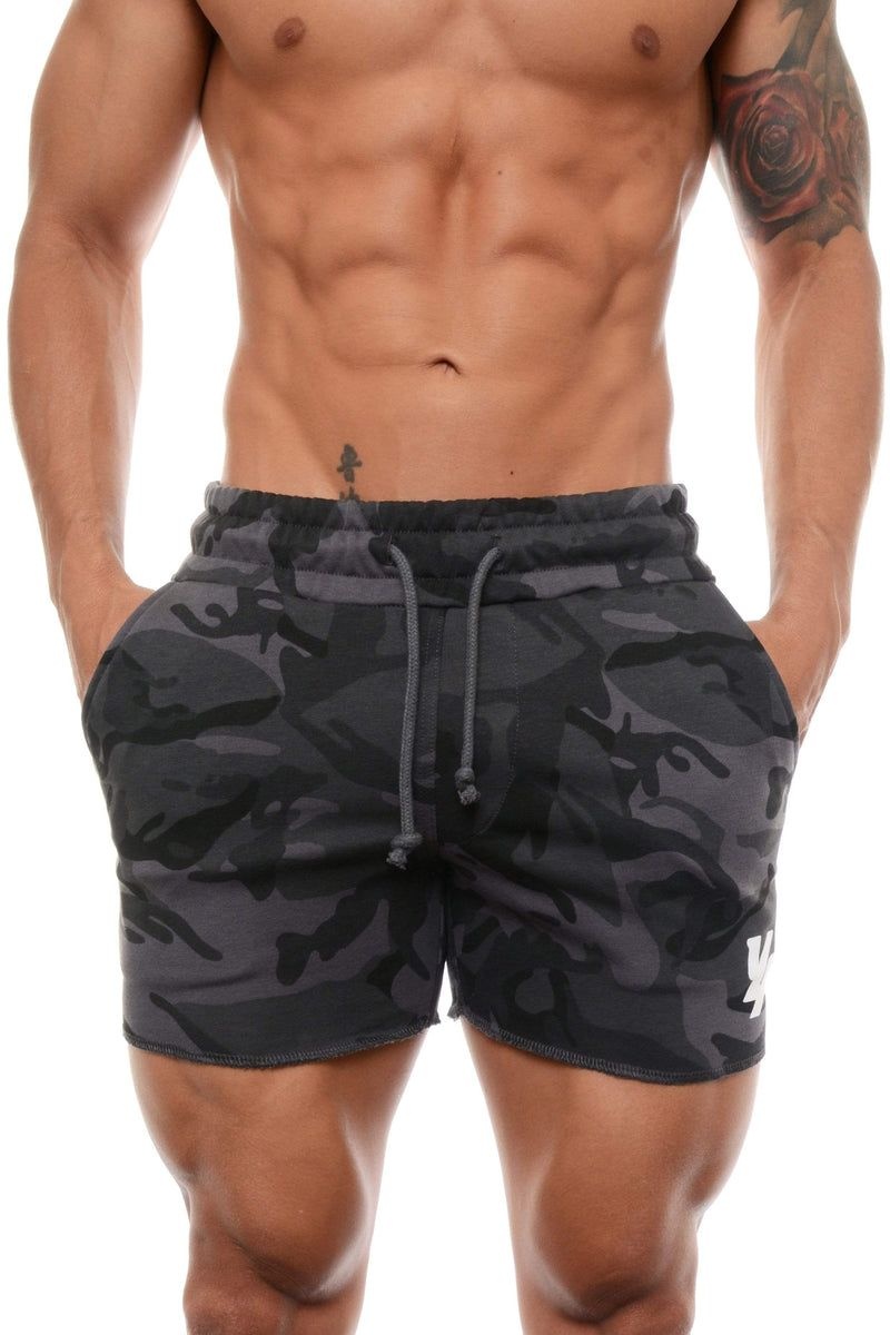 YoungLA 102 Bodybuilding French Terry Shorts Camo Black | GM5218-093