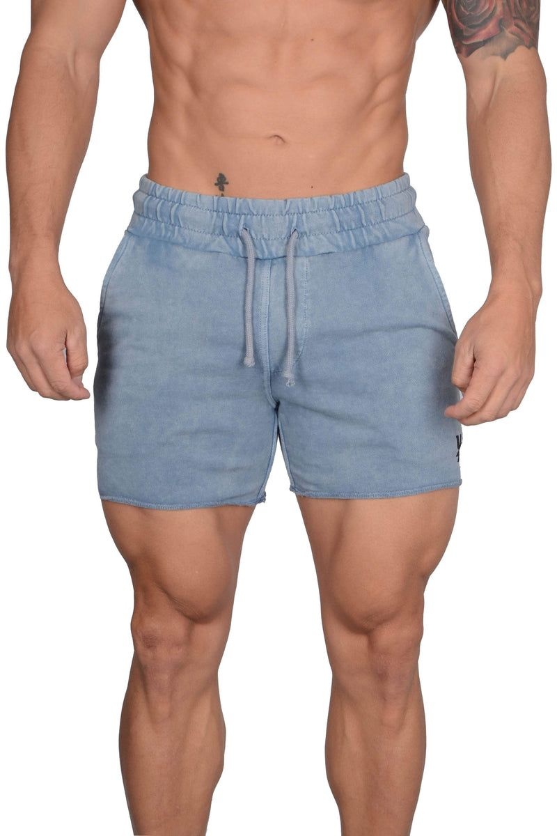 YoungLA 102 Bodybuilding French Terry Shorts Sky Blue Washed | SO2764-395