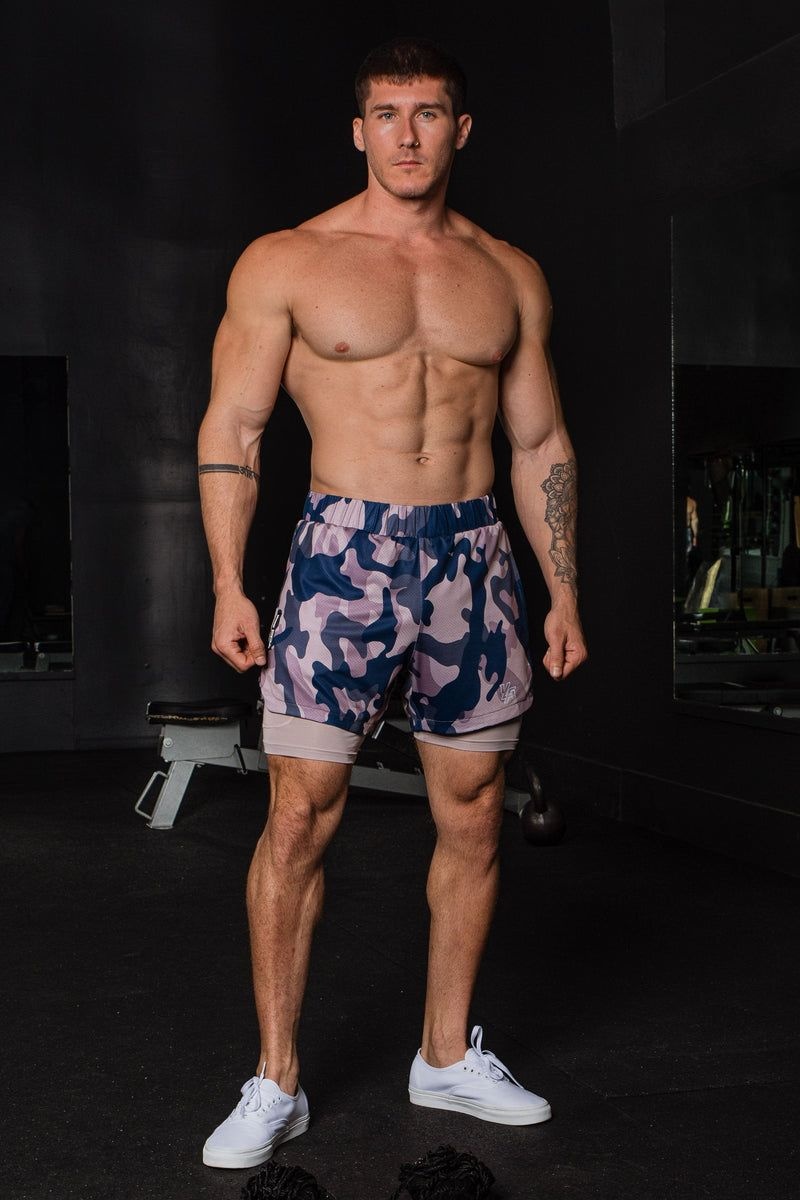 YoungLA 105 Compression Shorts 2.0 Grey Camo / White | BG9027-316