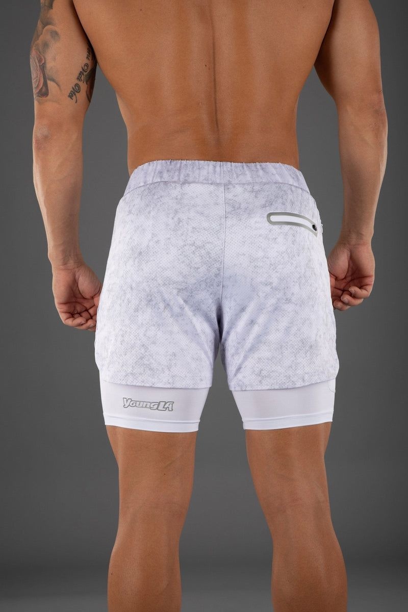 YoungLA 105 Compression Shorts 2.0 Grey Camo / White | BG9027-316