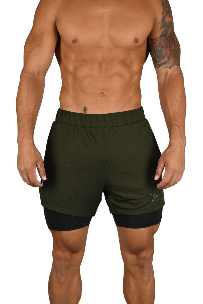 YoungLA 105 Compression Shorts 2.0 Olive / Black | UC2608-517