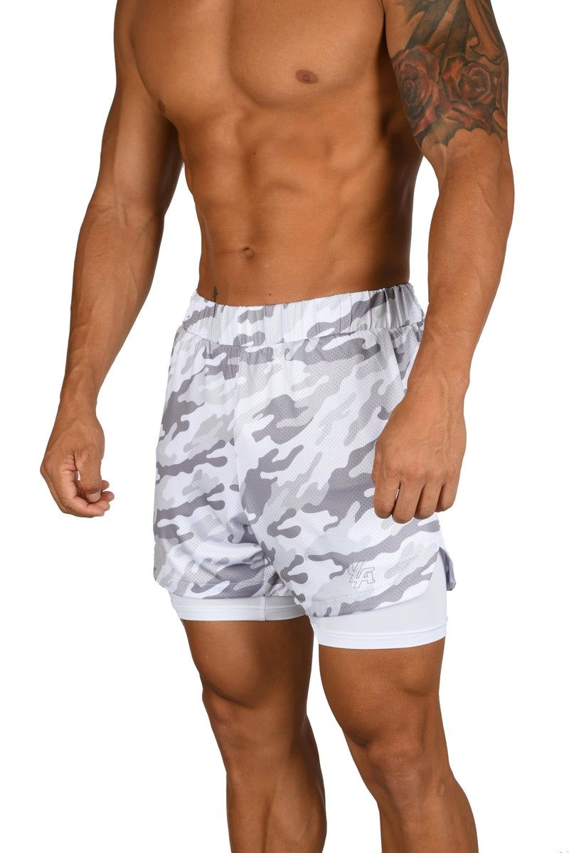 YoungLA 105 Compression Shorts 2.0 White Camo / White | QZ0268-395