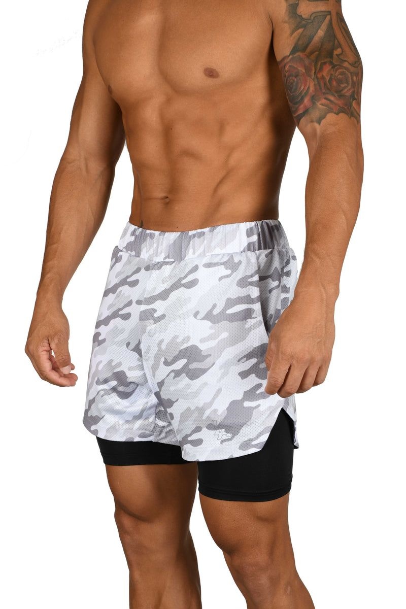 YoungLA 105 Compression Shorts 2.0 White Camo / Black | XN4329-180