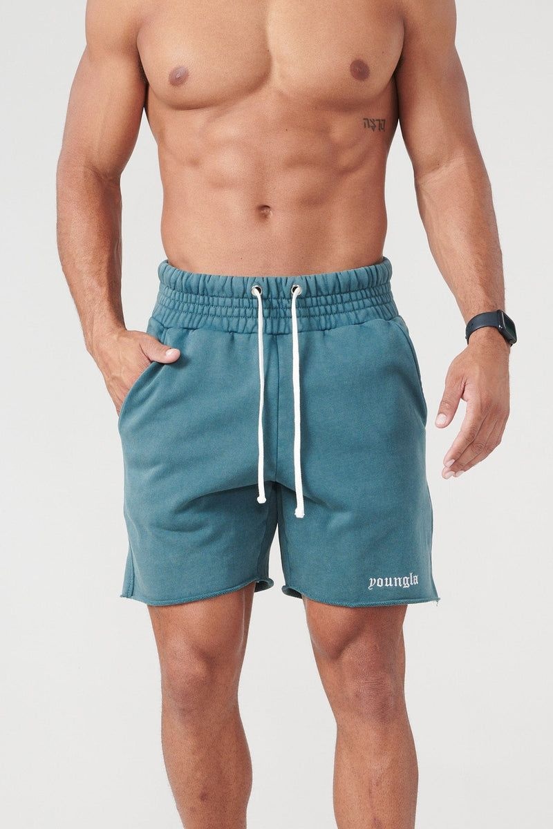 YoungLA 110 San Diego Terry Shorts Teal Wash | LI8017-943