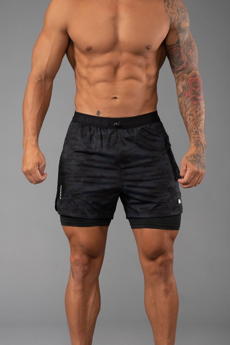 YoungLA 121 Performance Line Compression Shorts Camo Black | TO9453-168