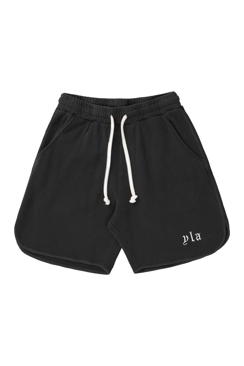 YoungLA 127 Summer Waffle Shorts Black | JS2057-486