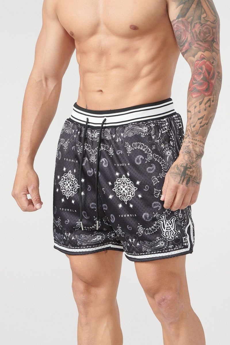 YoungLA 132 Infamous Bandana Shorts Black | BF6491-832