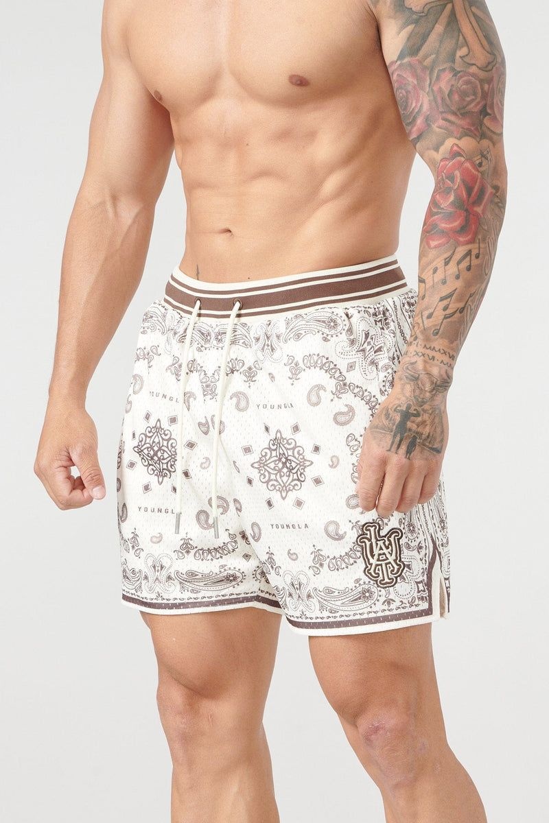 YoungLA 132 Infamous Bandana Shorts Chocolate | LP8943-170