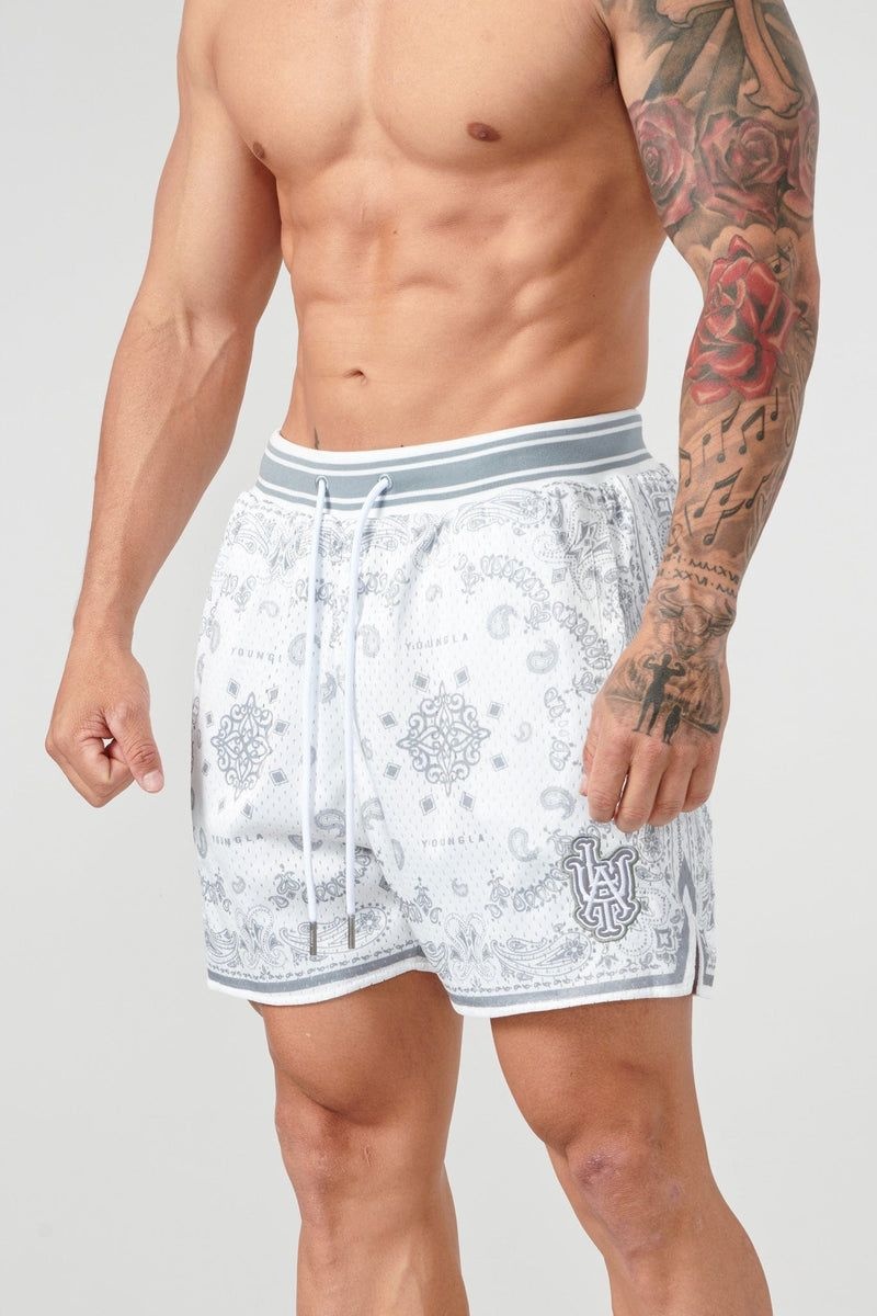 YoungLA 132 Infamous Bandana Shorts Grey | IO3987-254