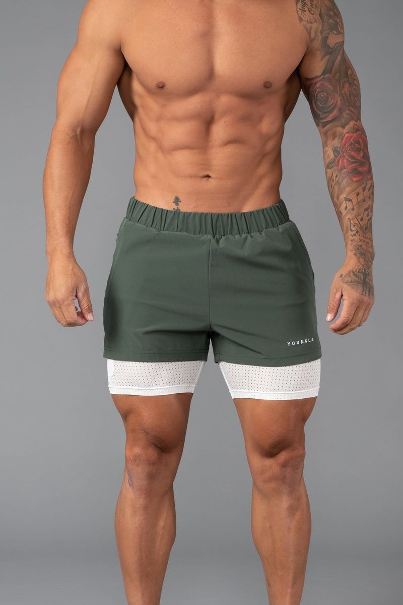 YoungLA 144 Peak Velocity Compression Shorts Forest Green | SA2903-574