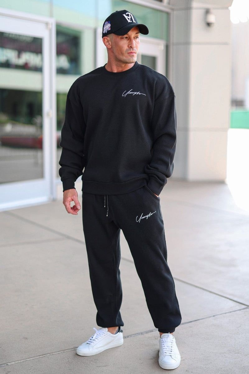 YoungLA 207 Cozy Thermal Joggers Black | HF4865-912