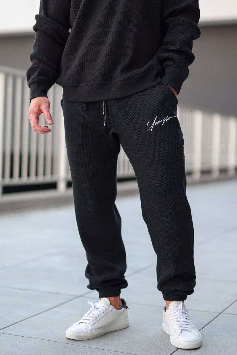 YoungLA 207 Cozy Thermal Joggers Black | HF4865-912