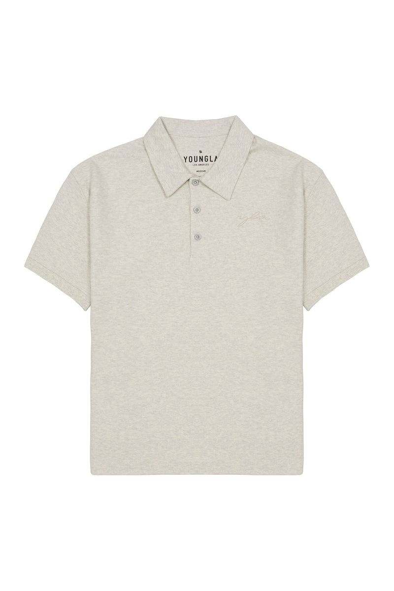 YoungLA 412 Jacked Polo Shirt Heather Oatmeal | VF9514-763