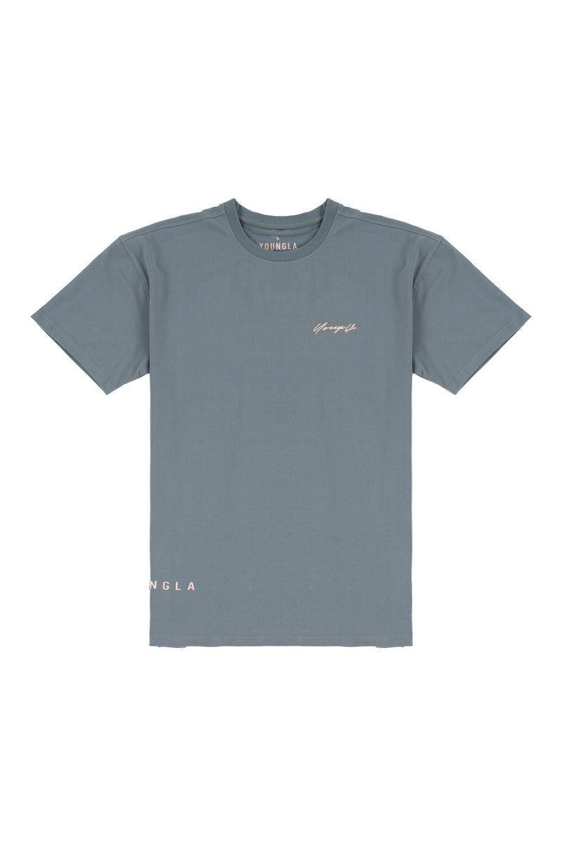 YoungLA 414 Signature Shirt Grey Blue | ID1472-685