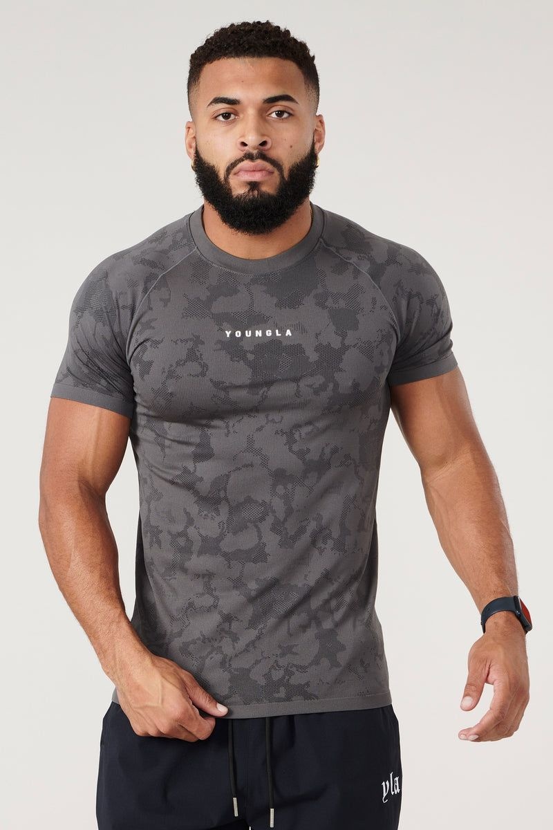 YoungLA 437 Digital Compression Shirt Dark Grey | XK9045-368