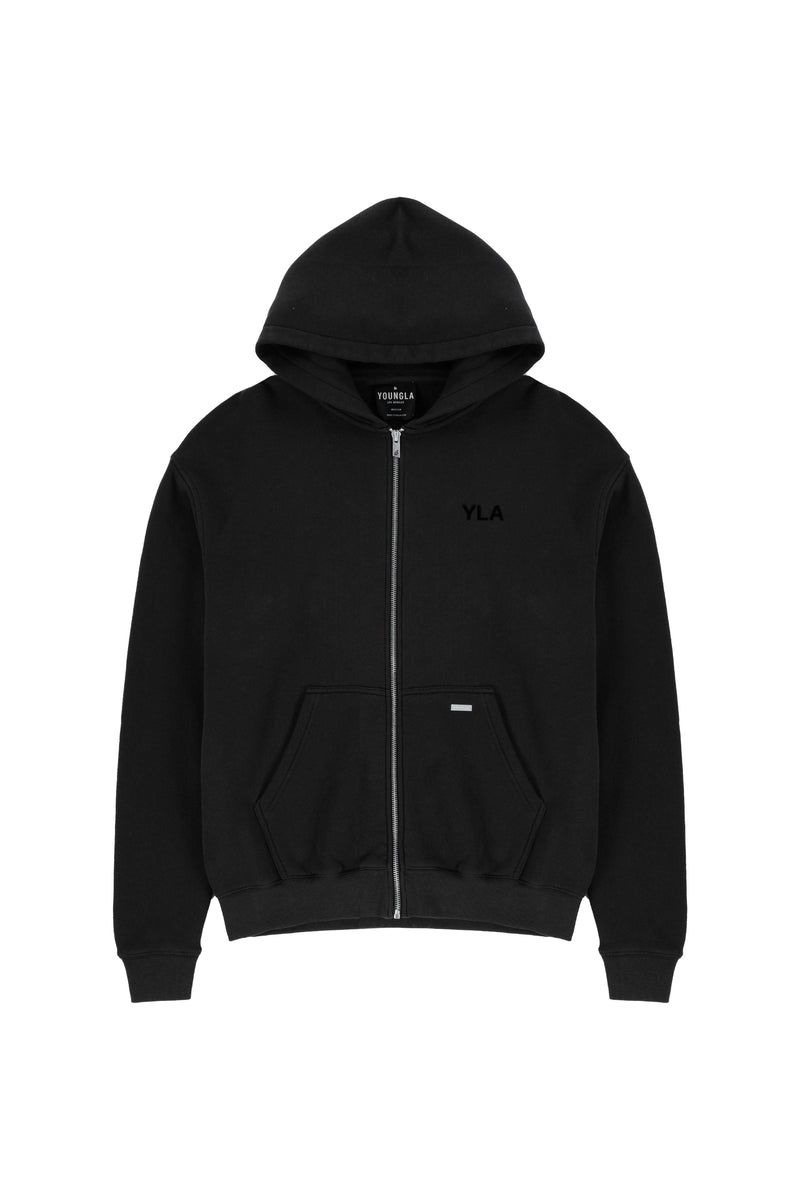 YoungLA 515 Monarch Zip-up Hoodie Black Wash | WL7865-903