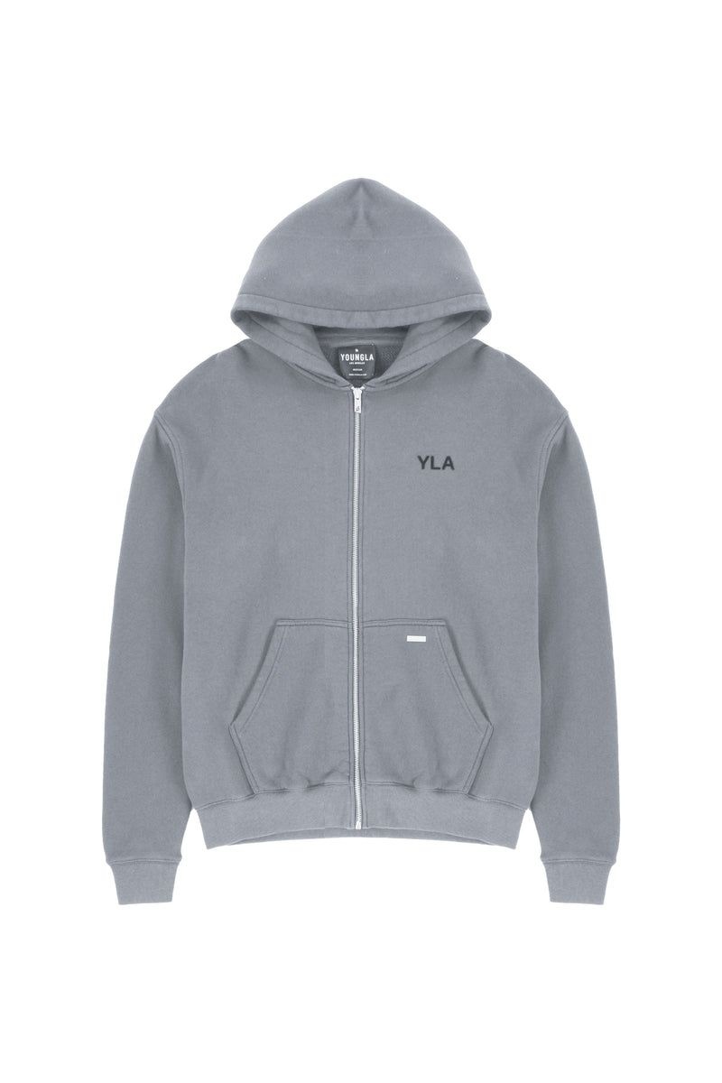 YoungLA 515 Monarch Zip-up Hoodie Grey Wash | AQ5829-634