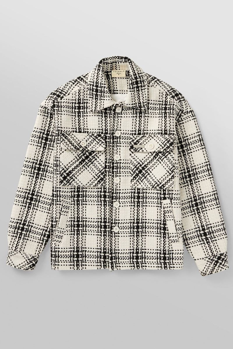 YoungLA 519 , Woven Flannel Jackets Black / White | TA5084-391