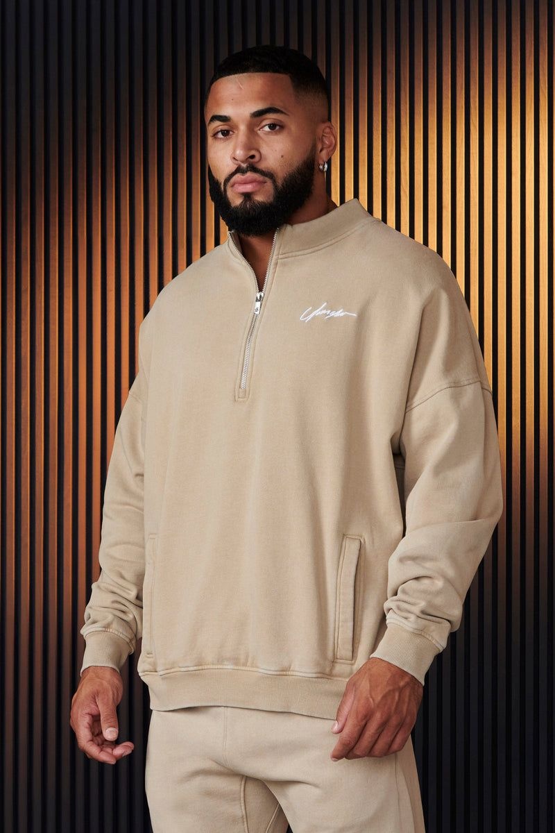 YoungLA 520 , Sunday Quarter Zips Tan Wash | DT9138-527