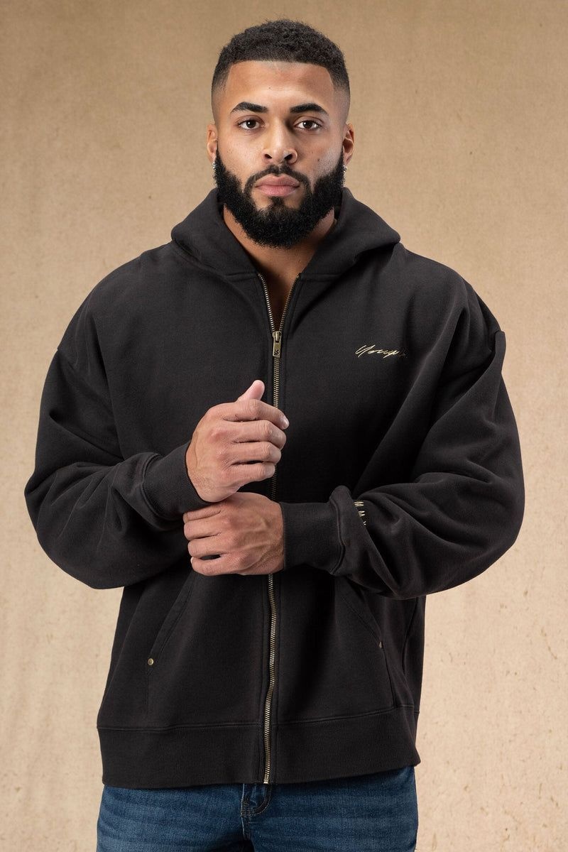 YoungLA 546 Rivet Zipup Hoodies Black Wash | PD5691-420