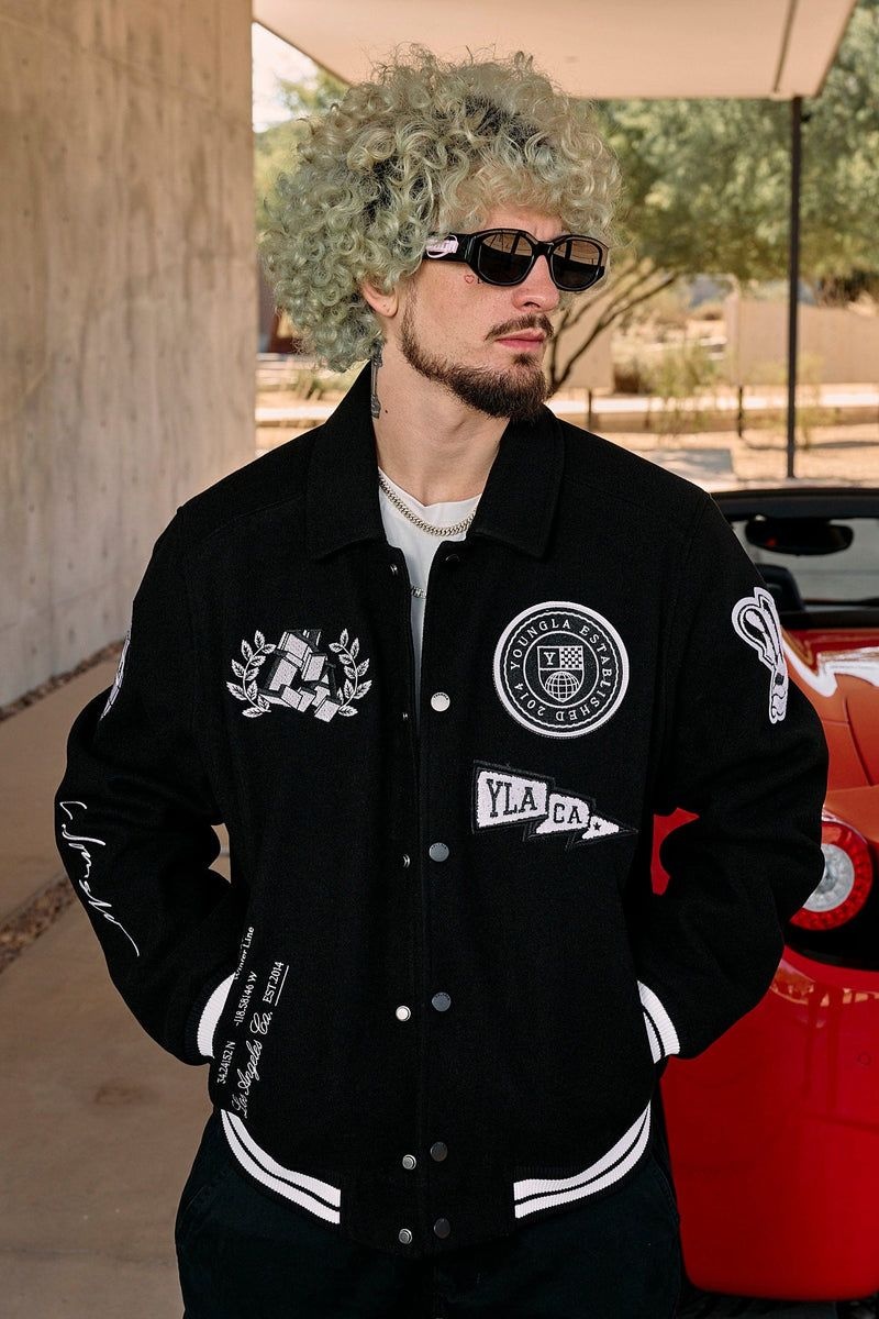 YoungLA 569 , Ace of Spade Letterman Black | TY3684-701