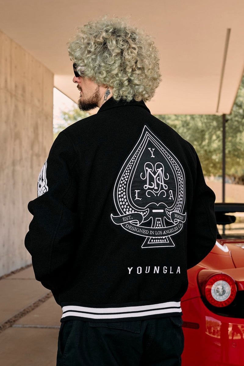 YoungLA 569 , Ace of Spade Letterman Black | TY3684-701