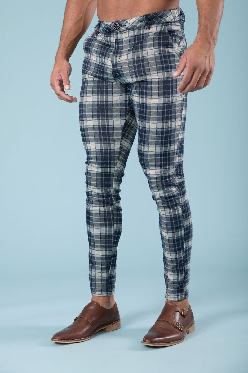 YoungLA 614 Dapper Dress Pants Blue Plaid | OE7904-851