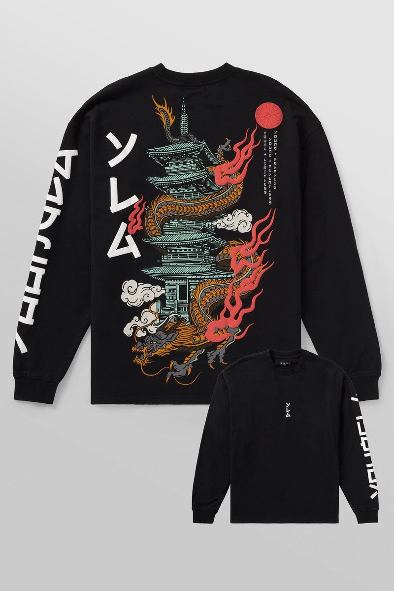 YoungLA 8038 , Tokyo Longsleeves Black Temple Dragon | UY6259-871