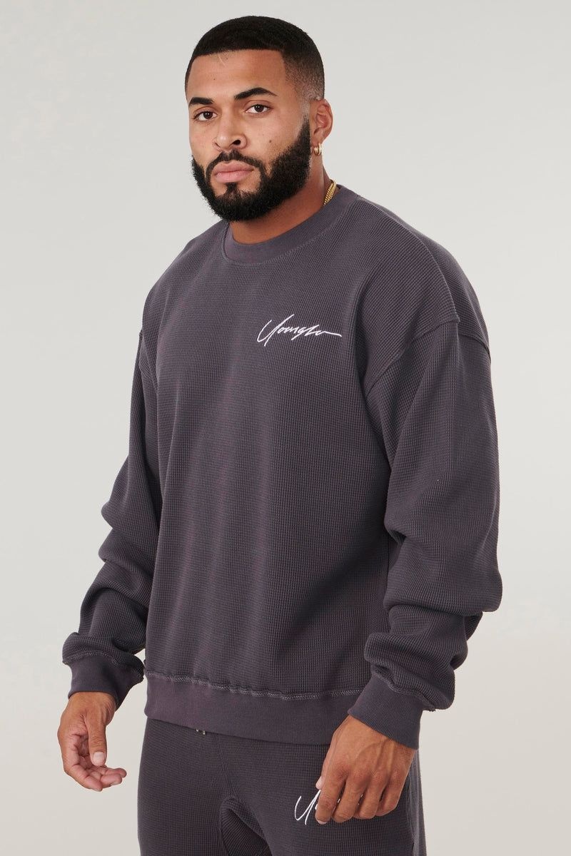 YoungLA 807 Cozy Thermal Longsleeves Coal | US5196-073