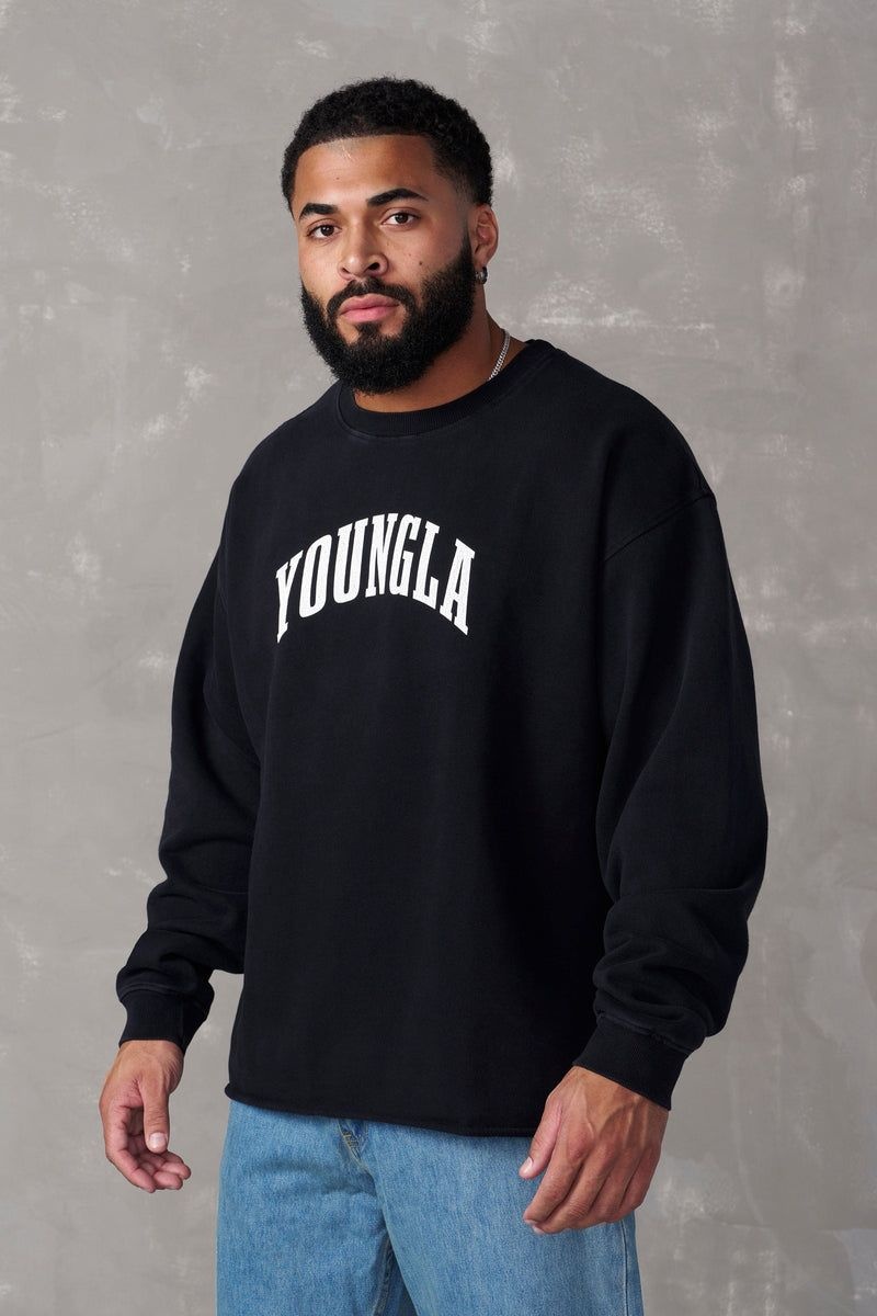 YoungLA 826 , Uni Crewneck Black Wash | MN0153-869