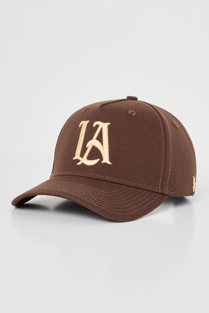 YoungLA 920 A-Frame LA SNAPBACK HAT 2.0 Black Brown LA | KM0129-378