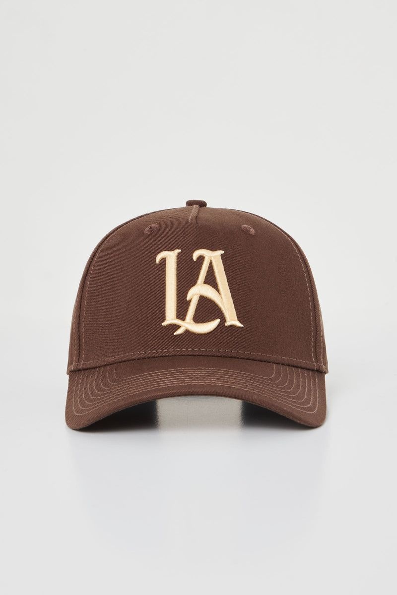 YoungLA 920 A-Frame LA SNAPBACK HAT 2.0 Black Brown LA | KM0129-378