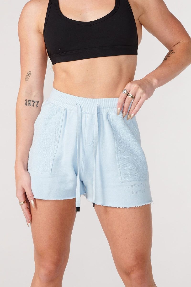 YoungLA W114 Reversed Terry Shorts Sky Blue | BQ0914-562