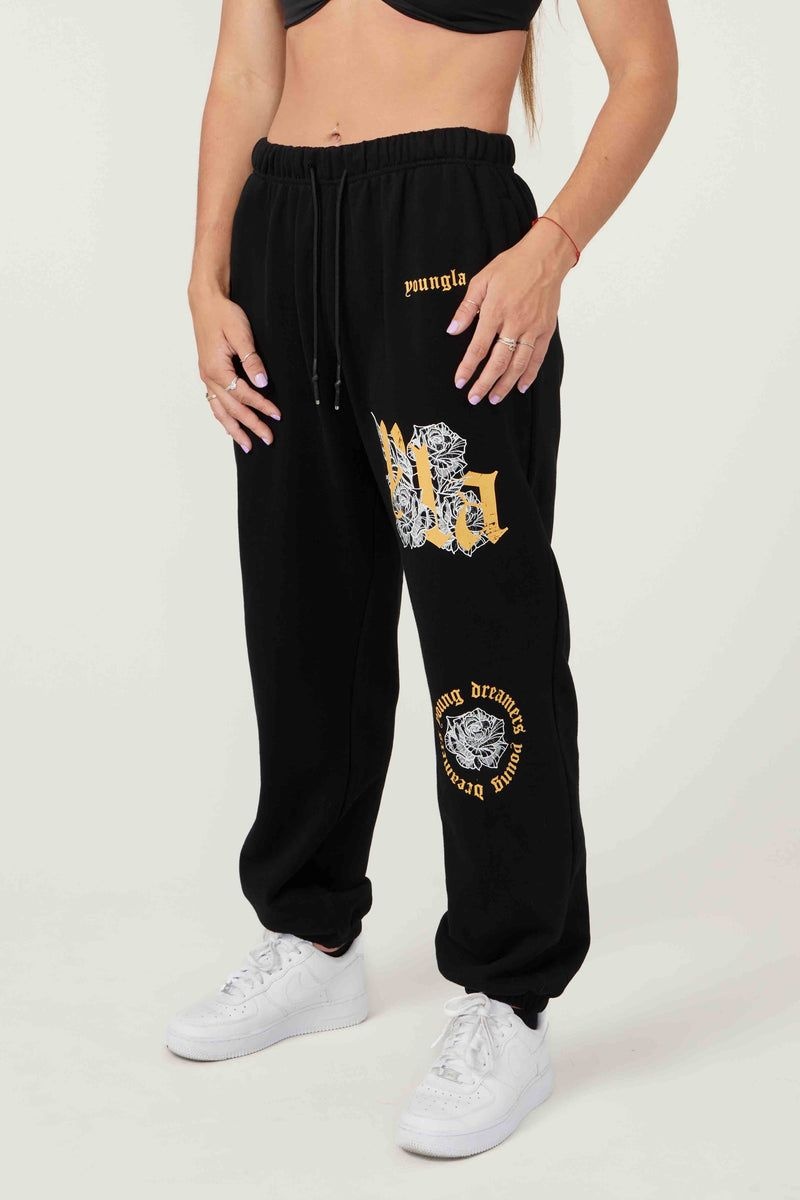 YoungLA W224 Rose Joggers Black | EK0126-347