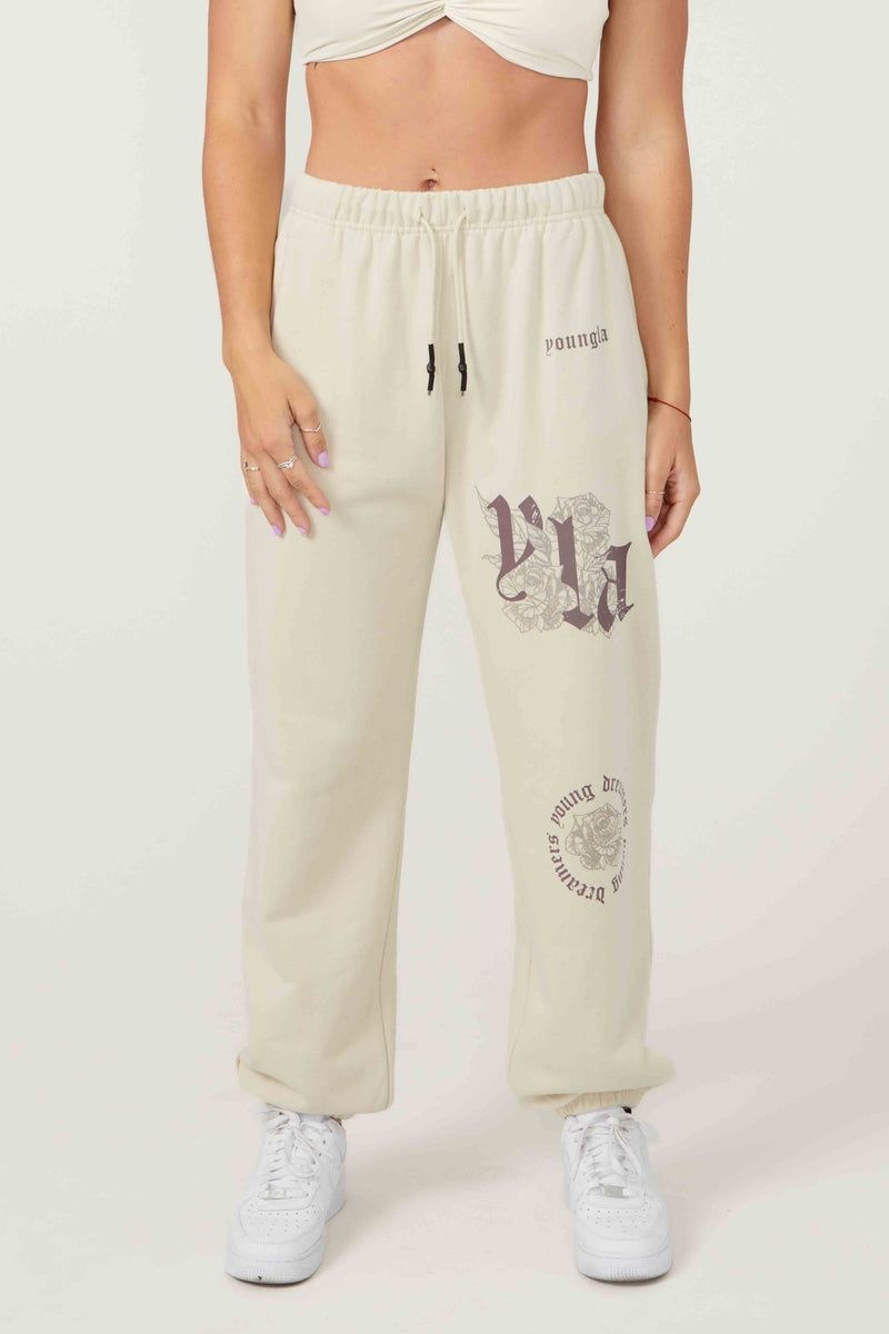 YoungLA W224 Rose Joggers Off-White | KD1963-207